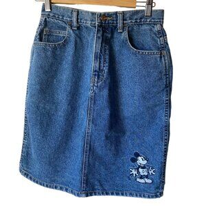 The Disney Store embroidered retro Mickey denim skirt medium wash women 9/10